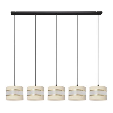 Candelabro suspenso HELEN 5xE27/15W/230V creme/preto/dourado
