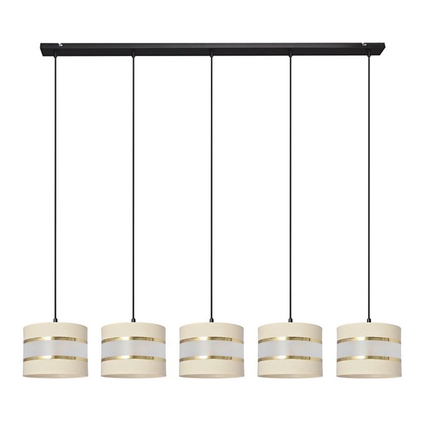 Candelabro suspenso HELEN 5xE27/15W/230V creme/preto/dourado