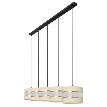 Candelabro suspenso HELEN 5xE27/15W/230V creme/preto/dourado