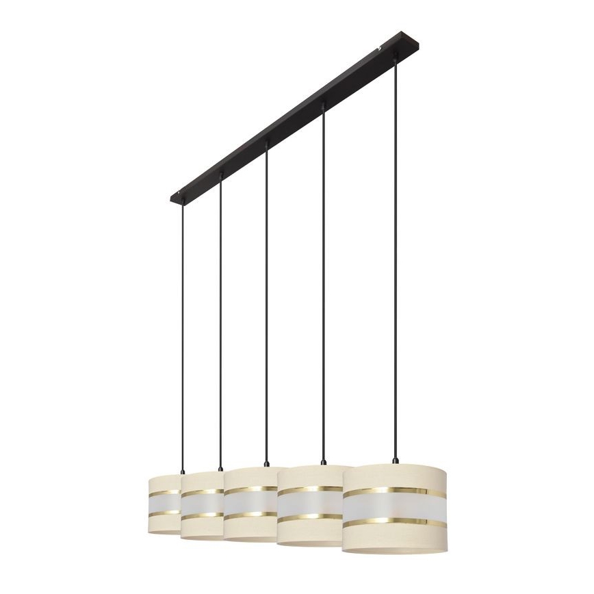 Candelabro suspenso HELEN 5xE27/15W/230V creme/preto/dourado