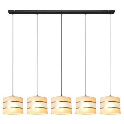 Candelabro suspenso HELEN 5xE27/15W/230V creme/preto/dourado