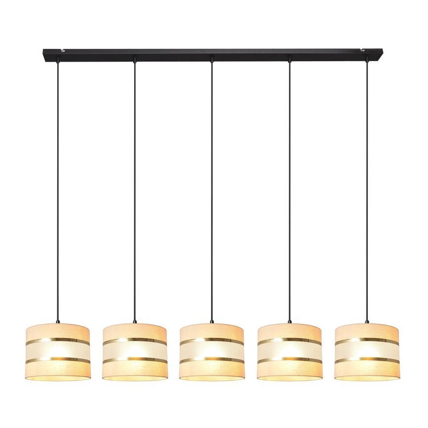 Candelabro suspenso HELEN 5xE27/15W/230V creme/preto/dourado