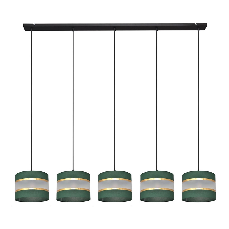 Candelabro suspenso HELEN 5xE27/15W/230V verde/dourada