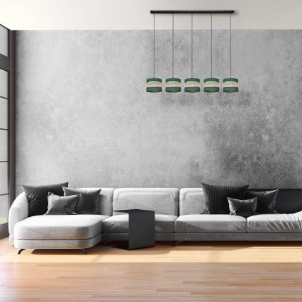 Candelabro suspenso HELEN 5xE27/15W/230V verde/dourada