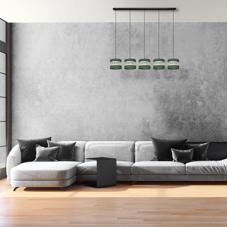 Candelabro suspenso HELEN 5xE27/15W/230V verde/dourada