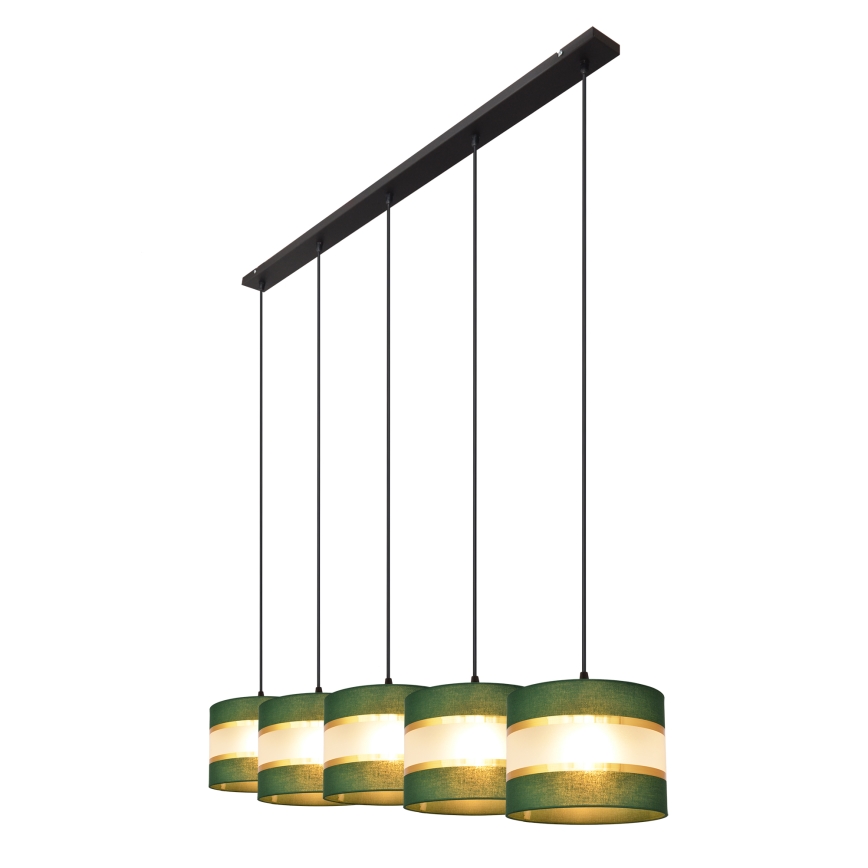 Candelabro suspenso HELEN 5xE27/15W/230V verde/dourada