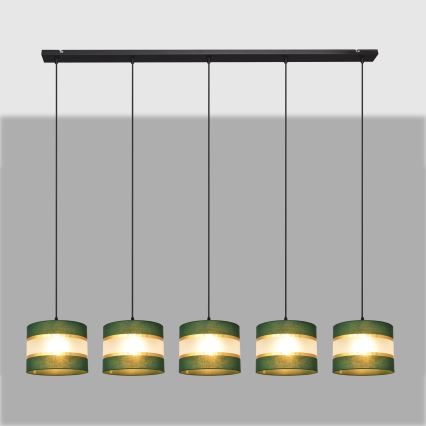 Candelabro suspenso HELEN 5xE27/15W/230V verde/dourada