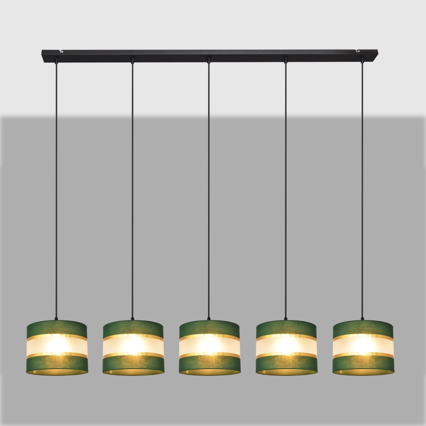 Candelabro suspenso HELEN 5xE27/15W/230V verde/dourada