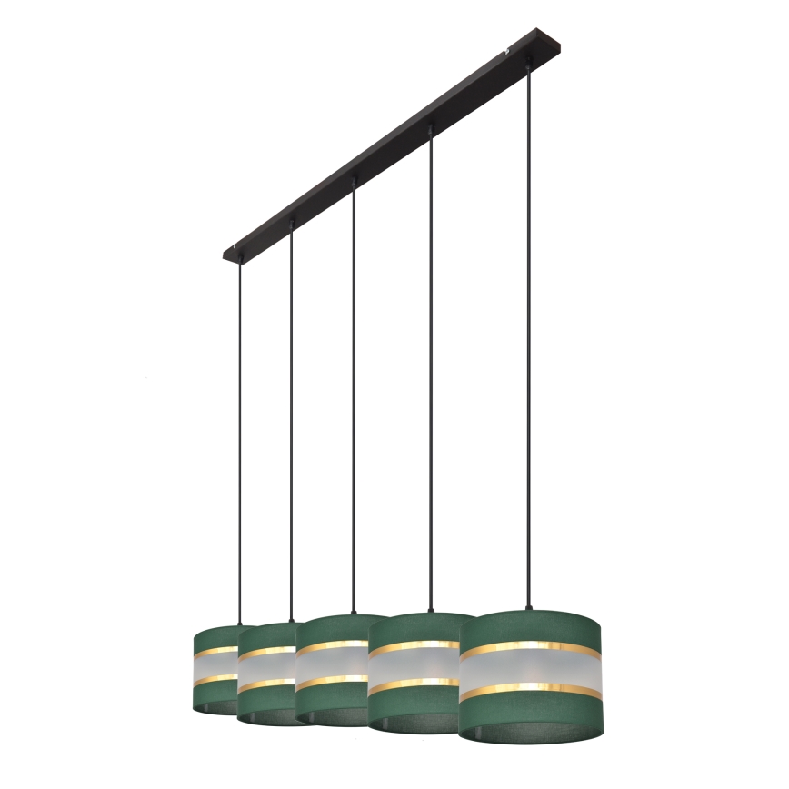 Candelabro suspenso HELEN 5xE27/15W/230V verde/dourada