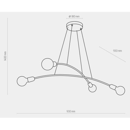 Candelabro suspenso HELIX 4xE27/60W/230V dourado