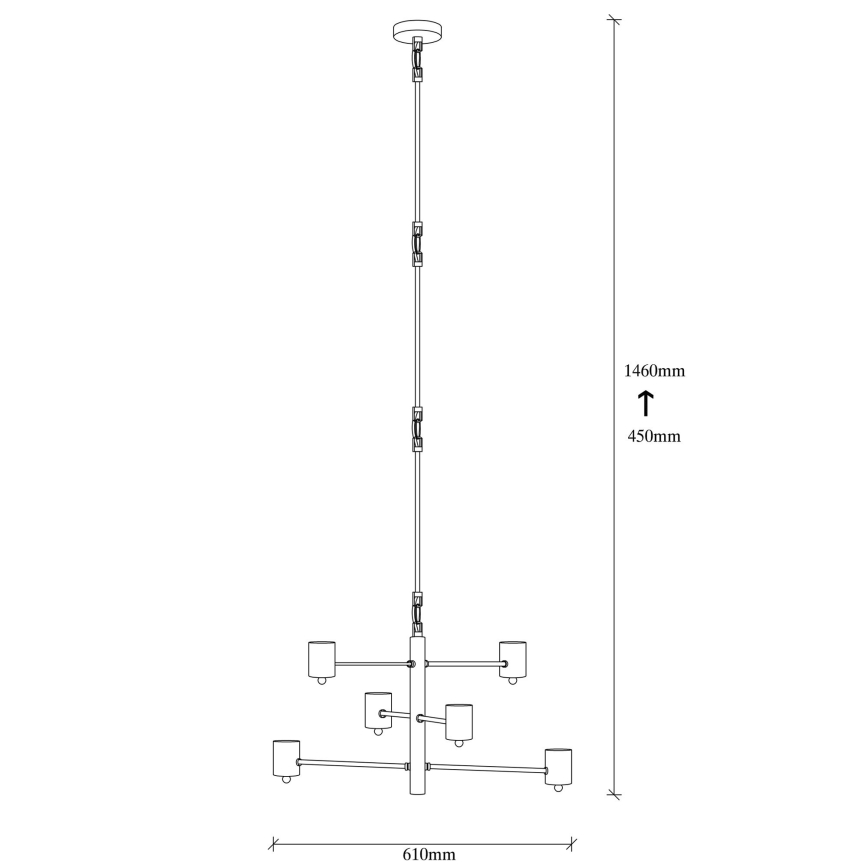 Candelabro suspenso HEXA 6xE27/40W/230V