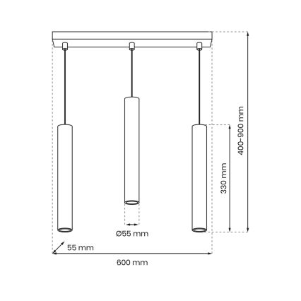 Candelabro suspenso HUDSON 3xGU10/8W/230V branco