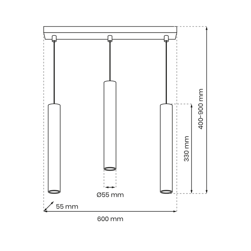 Candelabro suspenso HUDSON 3xGU10/8W/230V branco