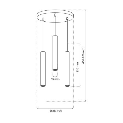 Candelabro suspenso HUDSON 3xGU10/8W/230V preto