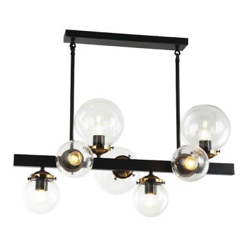 Candelabro suspenso HYPERION 7xE27/7W/230V preto/transparente