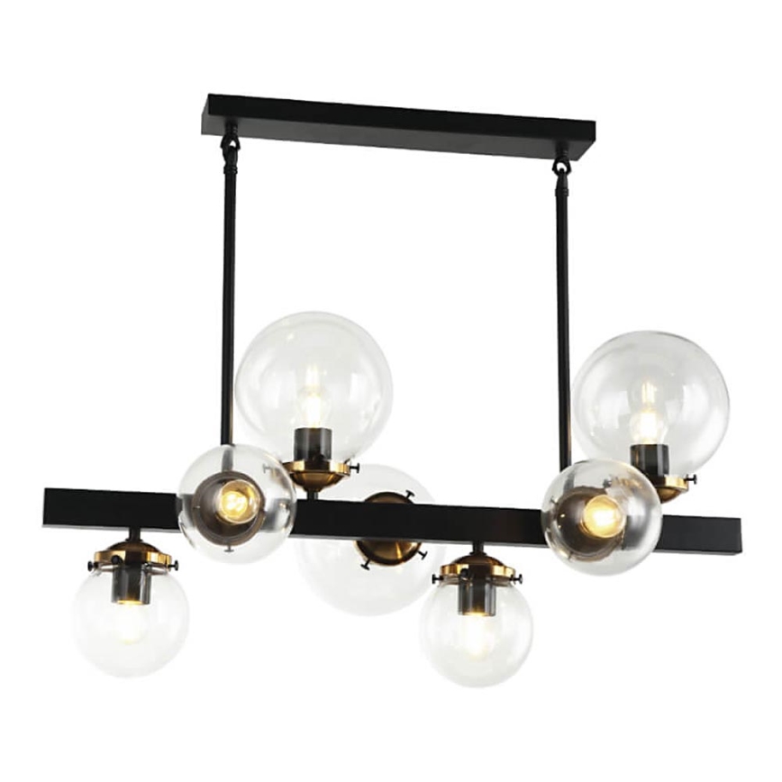 Candelabro suspenso HYPERION 7xE27/7W/230V preto/transparente
