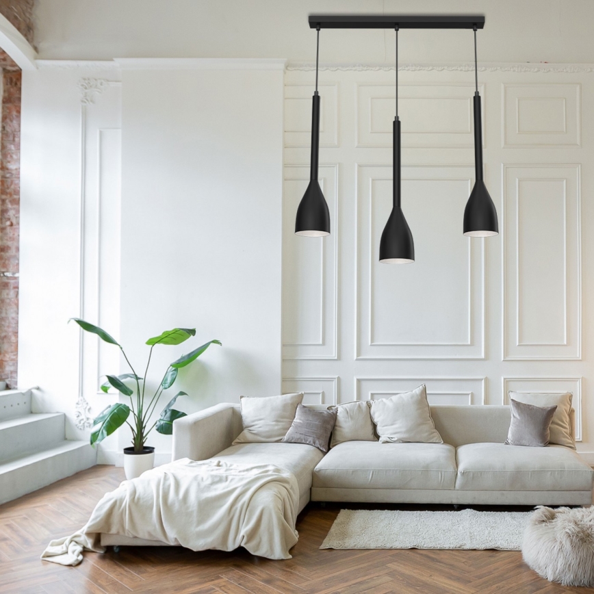 Candelabro suspenso ISTAPPAR 3xE27/60W/230V preto