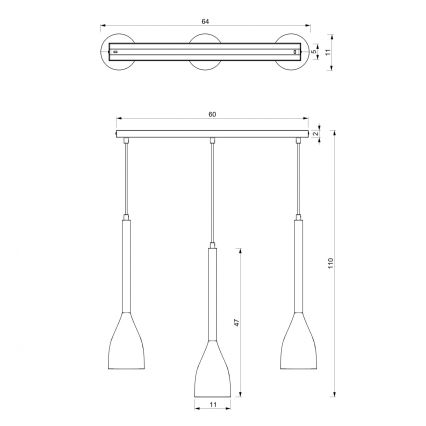 Candelabro suspenso ISTAPPAR 3xE27/60W/230V preto