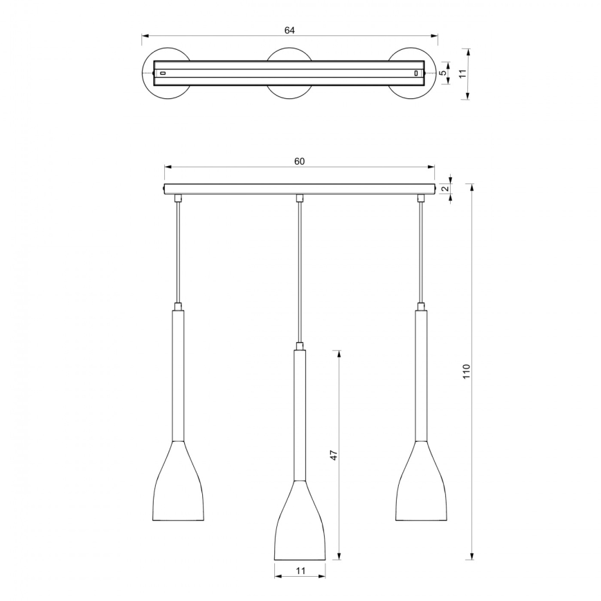 Candelabro suspenso ISTAPPAR 3xE27/60W/230V preto