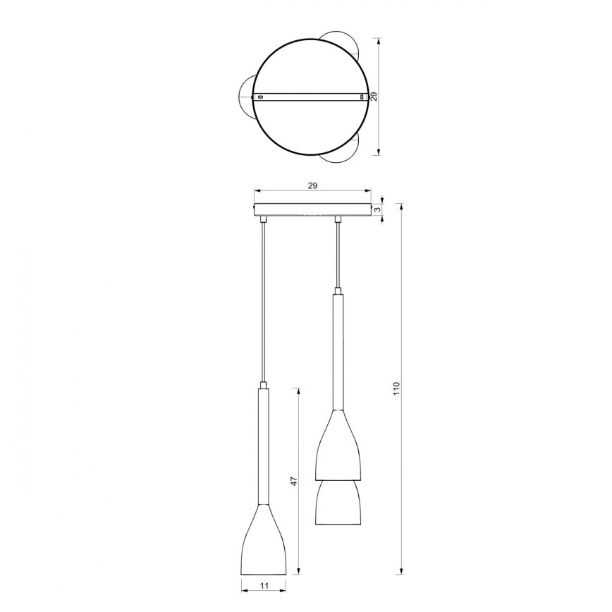 Candelabro suspenso ISTAPPAR 3xE27/60W/230V preto