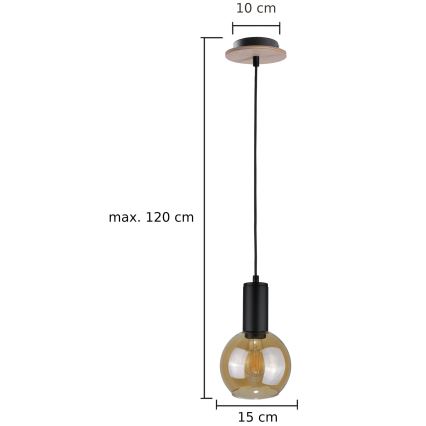 Candelabro suspenso JANTAR WOOD 1xE27/60W/230V