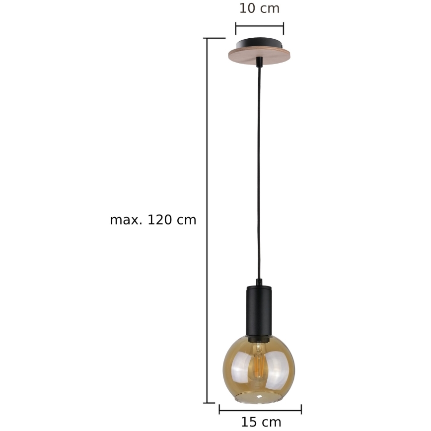 Candelabro suspenso JANTAR WOOD 1xE27/60W/230V