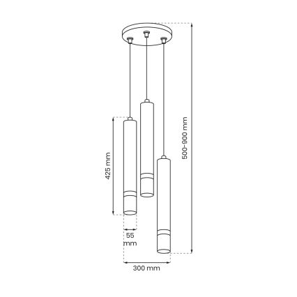 Candelabro suspenso JOKER 3xGU10/8W/230V verde/dourado