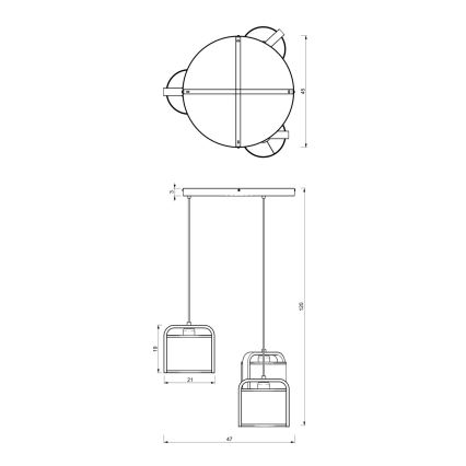 Candelabro suspenso JONKO 3xE27/60W/230V