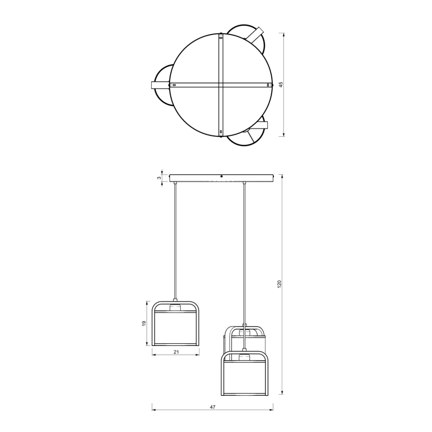 Candelabro suspenso JONKO 3xE27/60W/230V