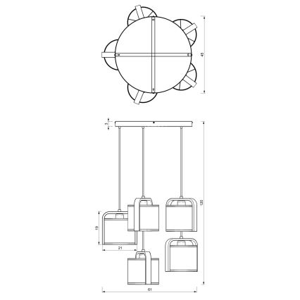 Candelabro suspenso JONKO 5xE27/60W/230V