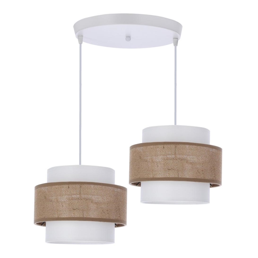 Candelabro suspenso JUTA 2xE27/40W/230V castanho/branco