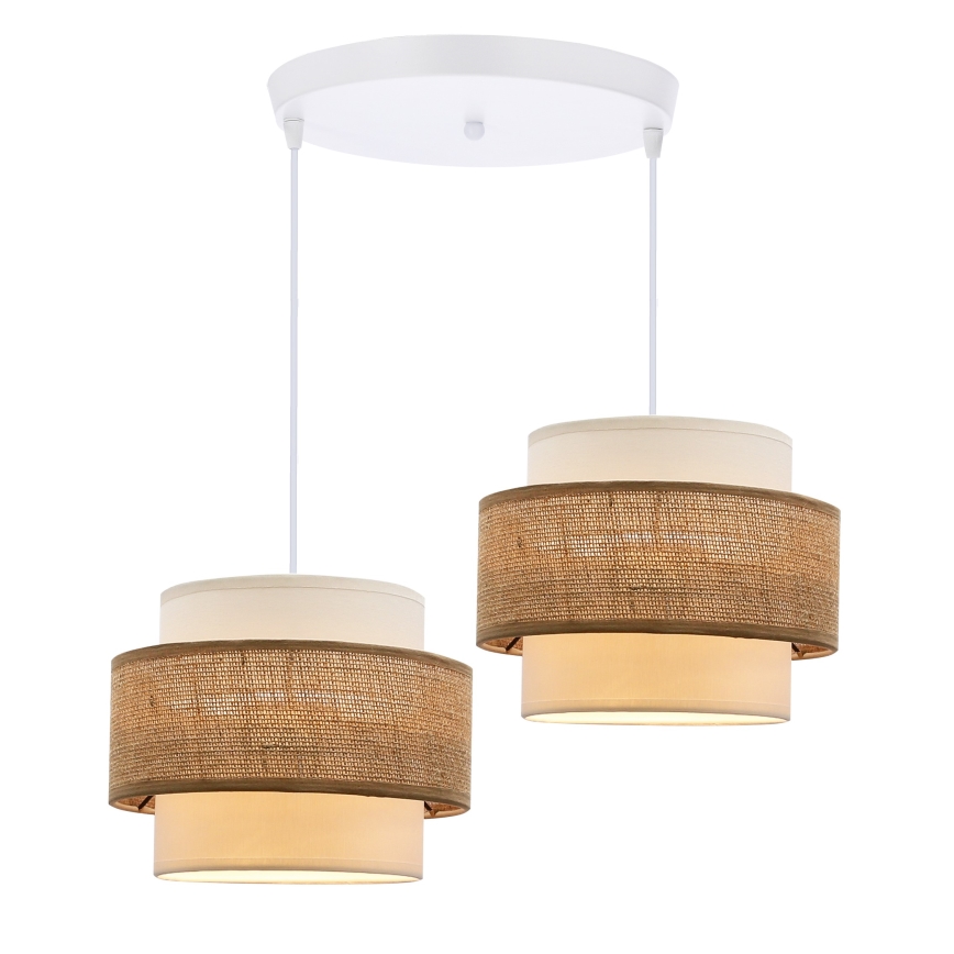 Candelabro suspenso JUTA 2xE27/40W/230V castanho/branco