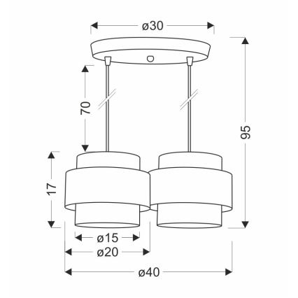 Candelabro suspenso JUTA 2xE27/40W/230V castanho/branco