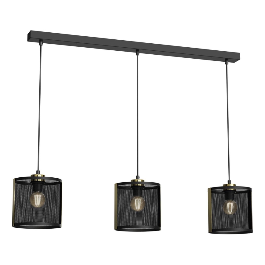 Candelabro suspenso KAGA 3xE27/60W/230V preto/dourado
