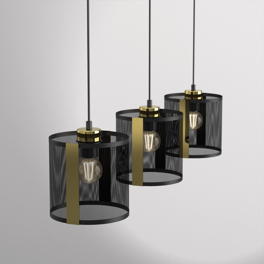 Candelabro suspenso KAGA 3xE27/60W/230V preto/dourado