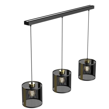 Candelabro suspenso KAGA 3xE27/60W/230V preto/dourado