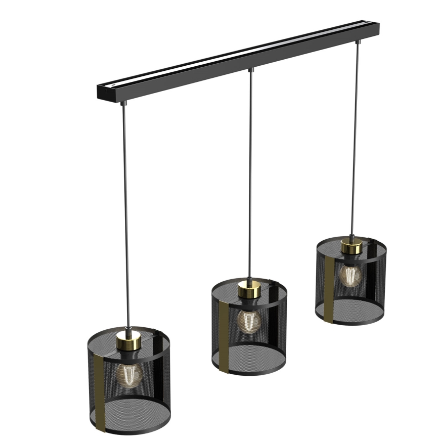 Candelabro suspenso KAGA 3xE27/60W/230V preto/dourado
