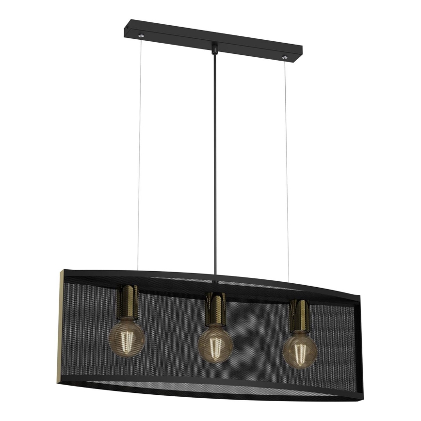 Candelabro suspenso KAGA 3xE27/60W/230V preto/dourado
