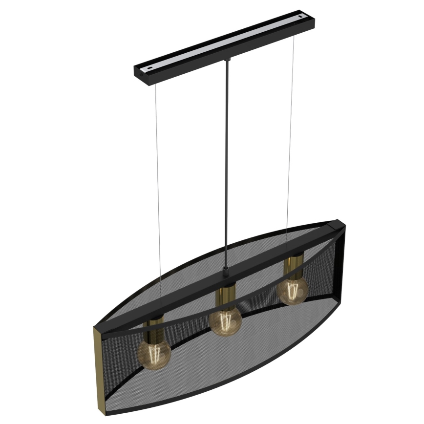 Candelabro suspenso KAGA 3xE27/60W/230V preto/dourado