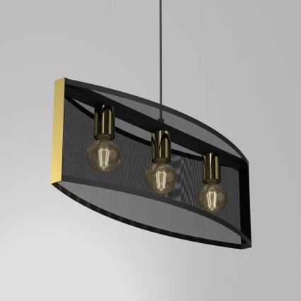 Candelabro suspenso KAGA 3xE27/60W/230V preto/dourado