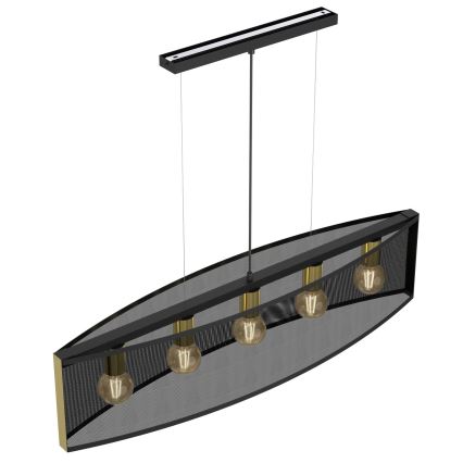 Candelabro suspenso KAGA 5xE27/60W/230V preto/dourado
