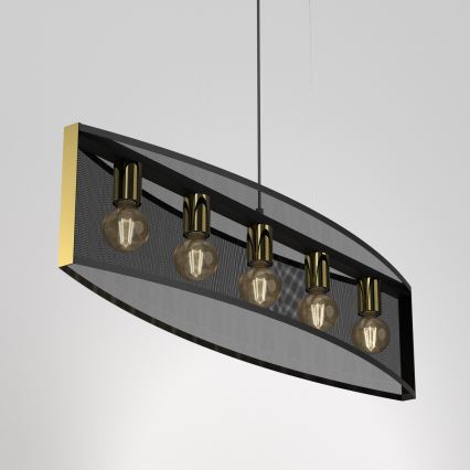 Candelabro suspenso KAGA 5xE27/60W/230V preto/dourado