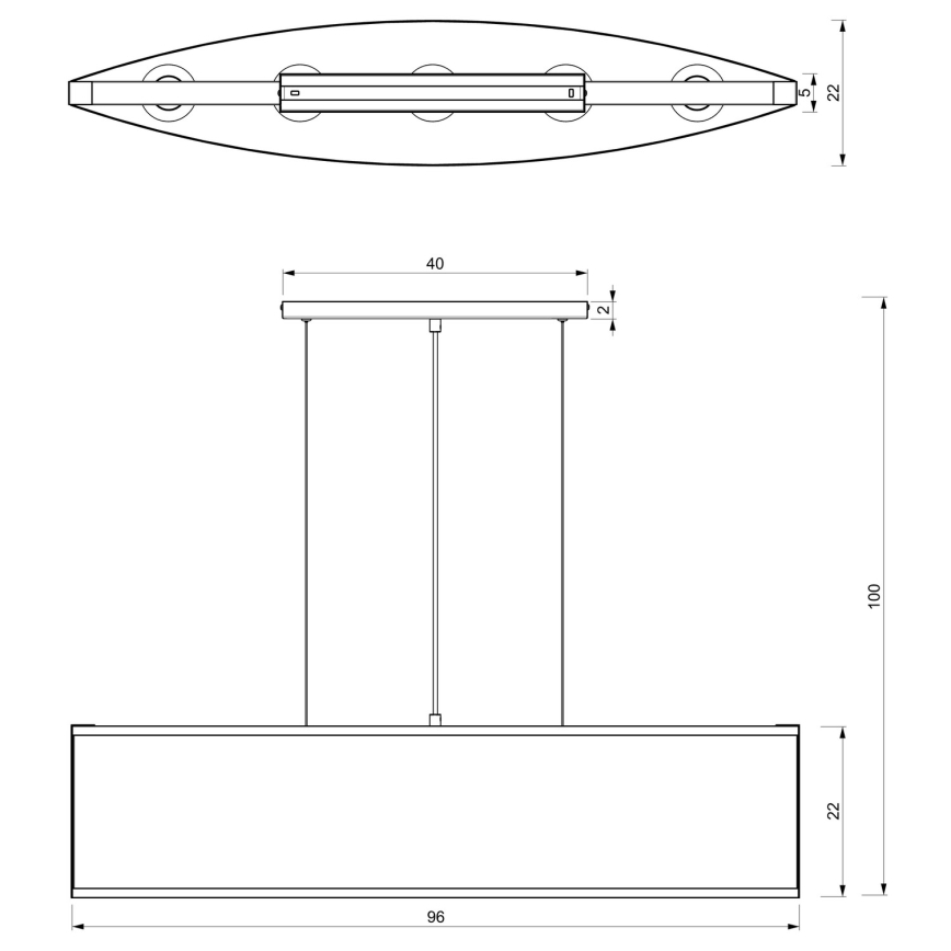 Candelabro suspenso KAGA 5xE27/60W/230V preto/dourado