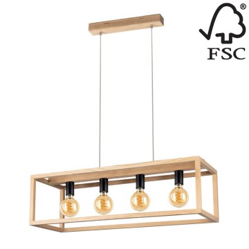 Candelabro suspenso KAGO 4xE27/60W/230V carvalho mate - certificado por FSC
