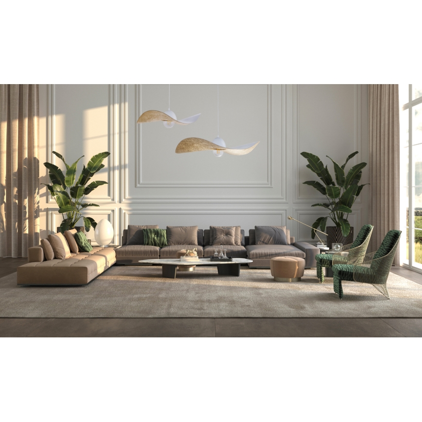 Candelabro suspenso KAPELLO 1xE27/60W/230V diâmetro 76 cm branco/dourado