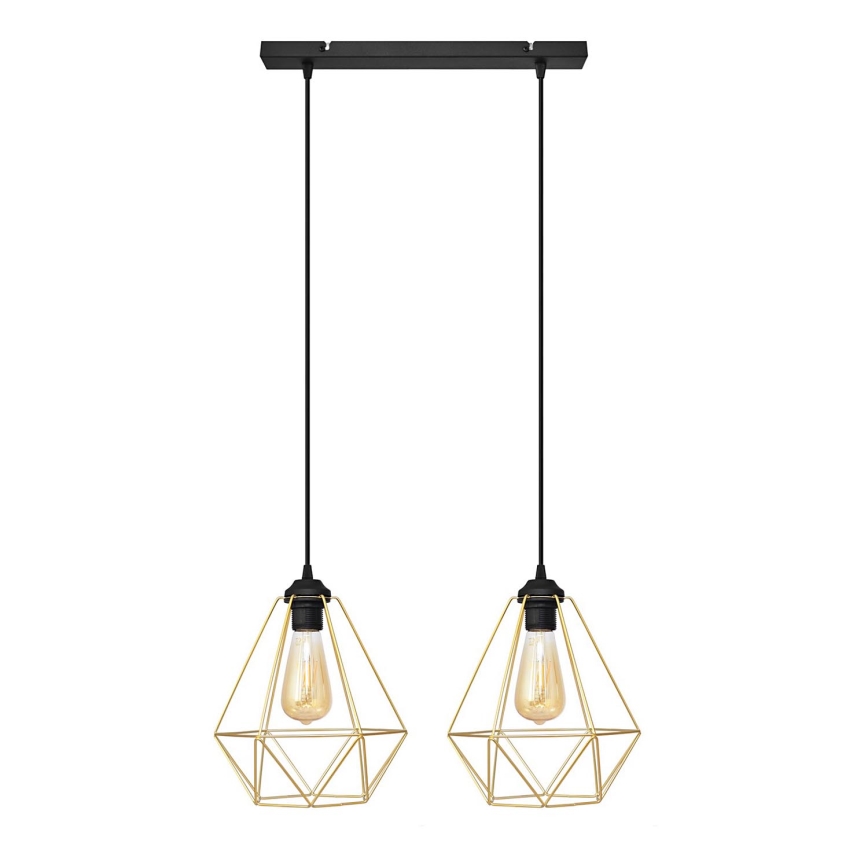 Candelabro suspenso KARO 2xE27/15W/230V dourada/preto