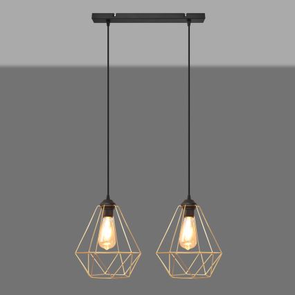 Candelabro suspenso KARO 2xE27/15W/230V dourada/preto