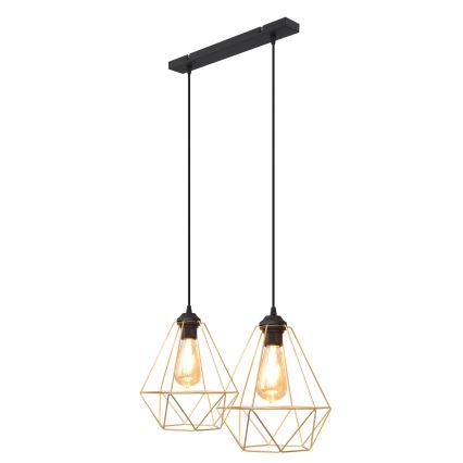 Candelabro suspenso KARO 2xE27/15W/230V dourada/preto