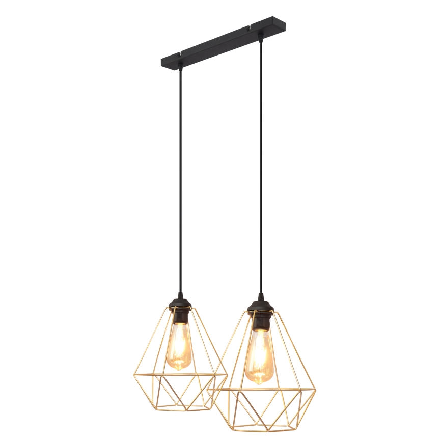 Candelabro suspenso KARO 2xE27/15W/230V dourada/preto