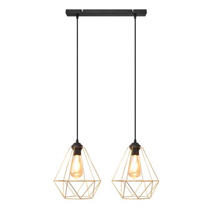 Candelabro suspenso KARO 2xE27/15W/230V dourada/preto